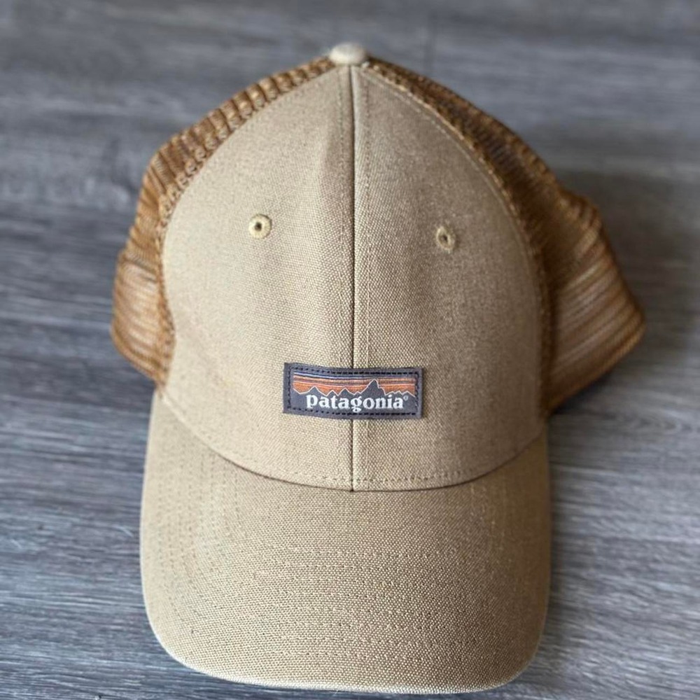 Patagonia Fitz Roy Patch Tan Hemp Mesh Back Trucker Hat One Size